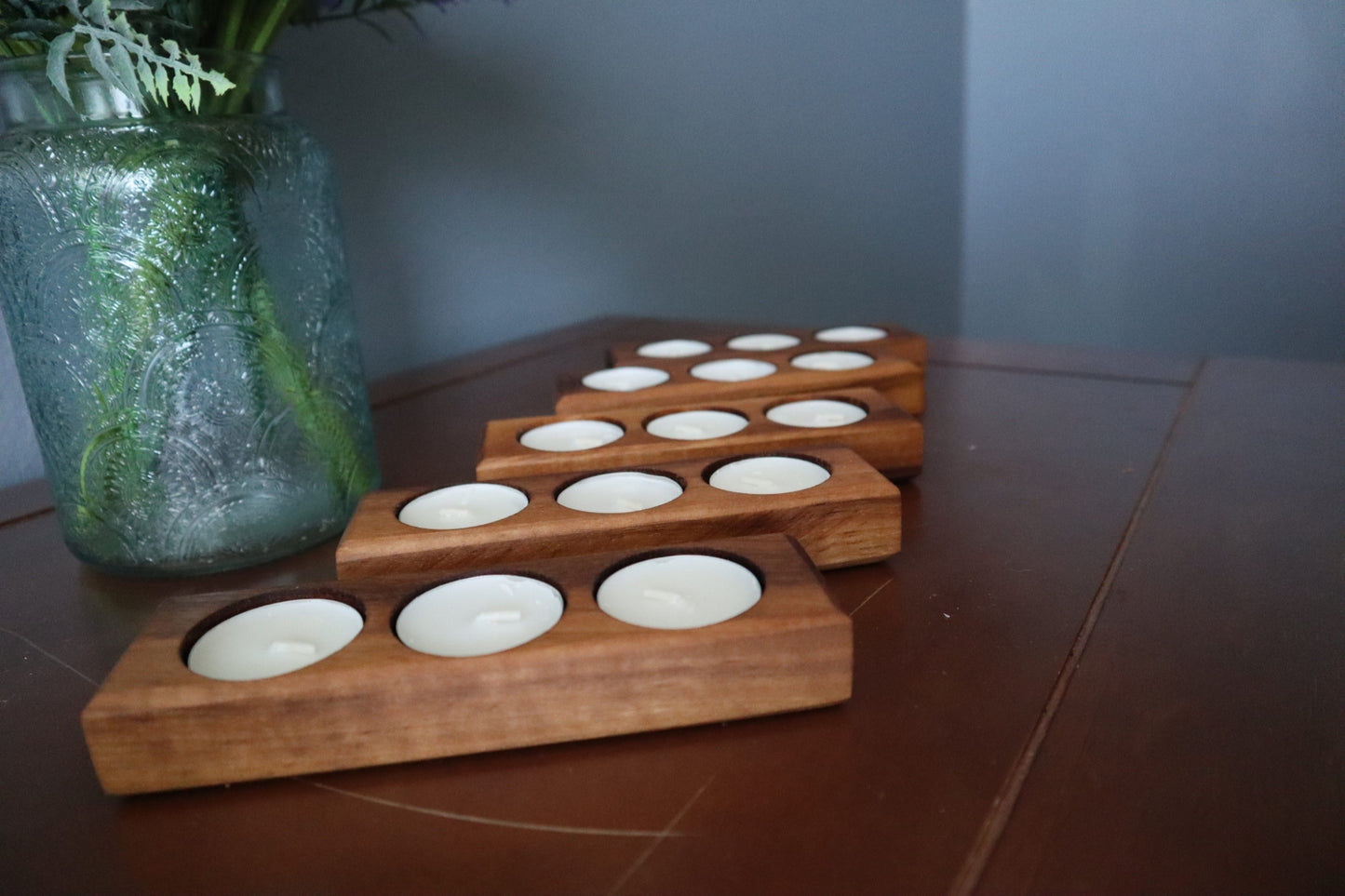 Walnut tealight holders