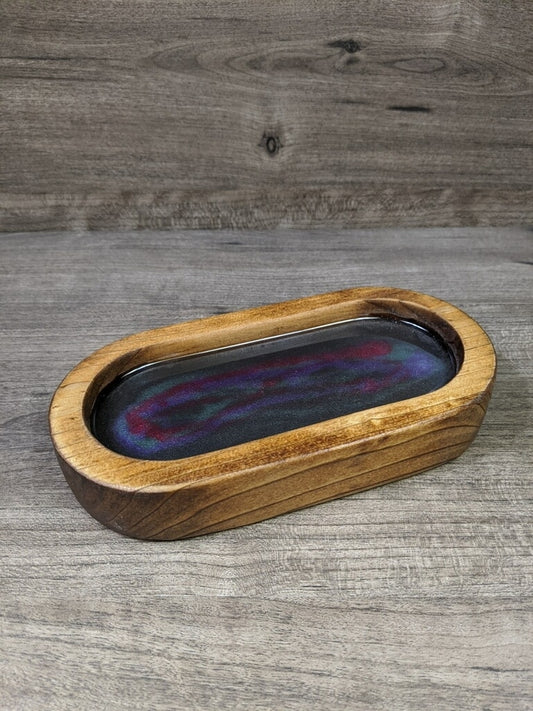Round wood tray