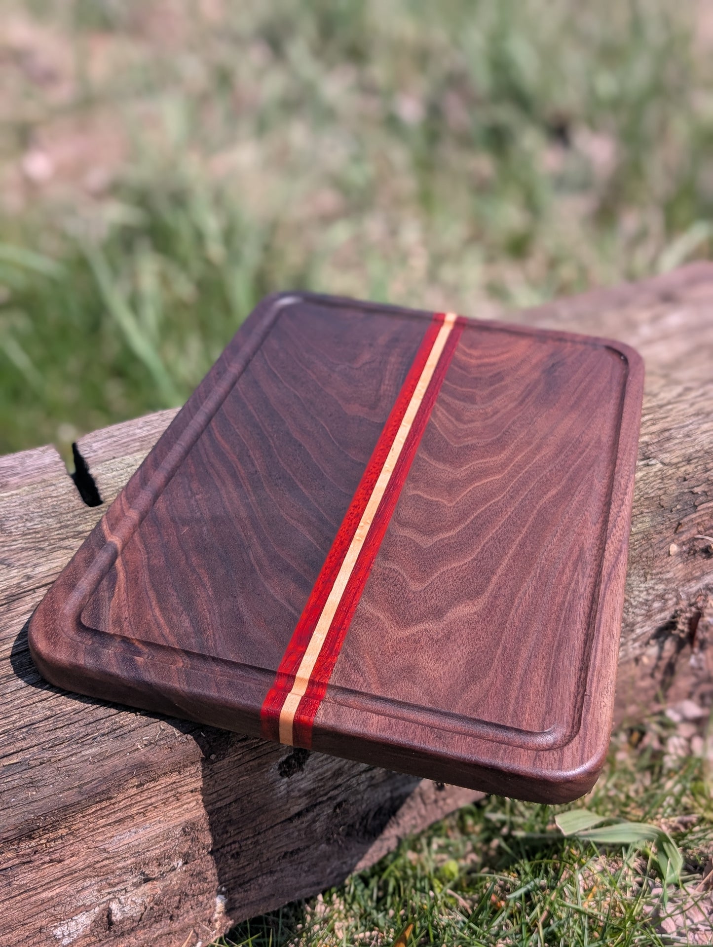Walnut Paduak and Maple cutting board