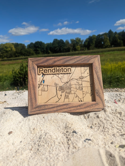 Pendenton Map with Oak Frame