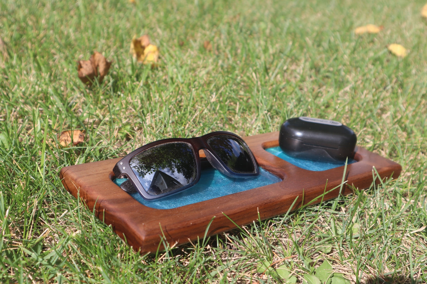 Walnut and epoxy tray