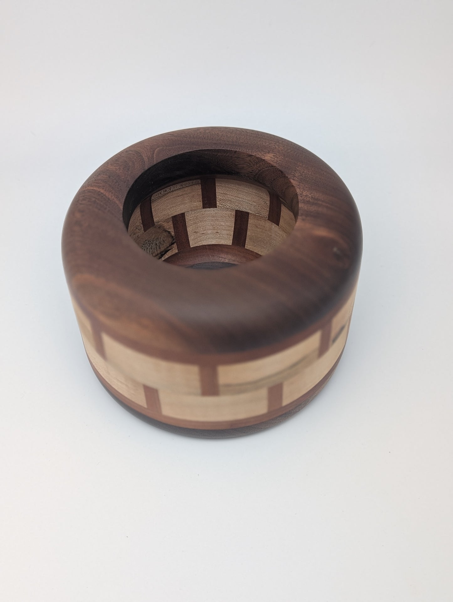 Segmented Walnut, Cherry & Maple Bowl – Handcrafted Decorative Catch-All