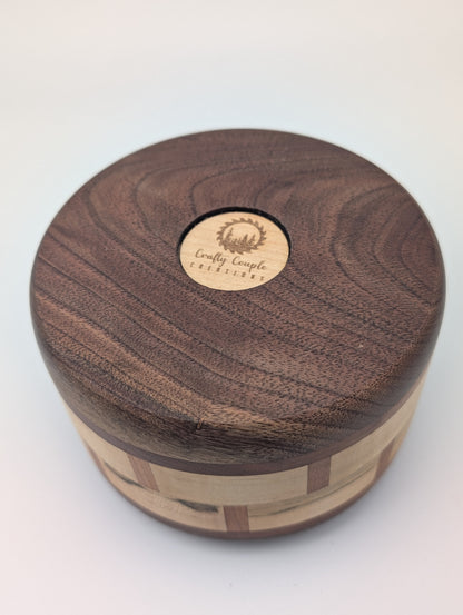 Segmented Walnut, Cherry & Maple Bowl – Handcrafted Decorative Catch-All
