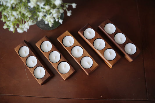 Walnut tealight holders