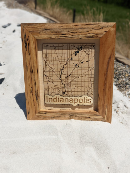 Indianapolis Map with Spalted Frame