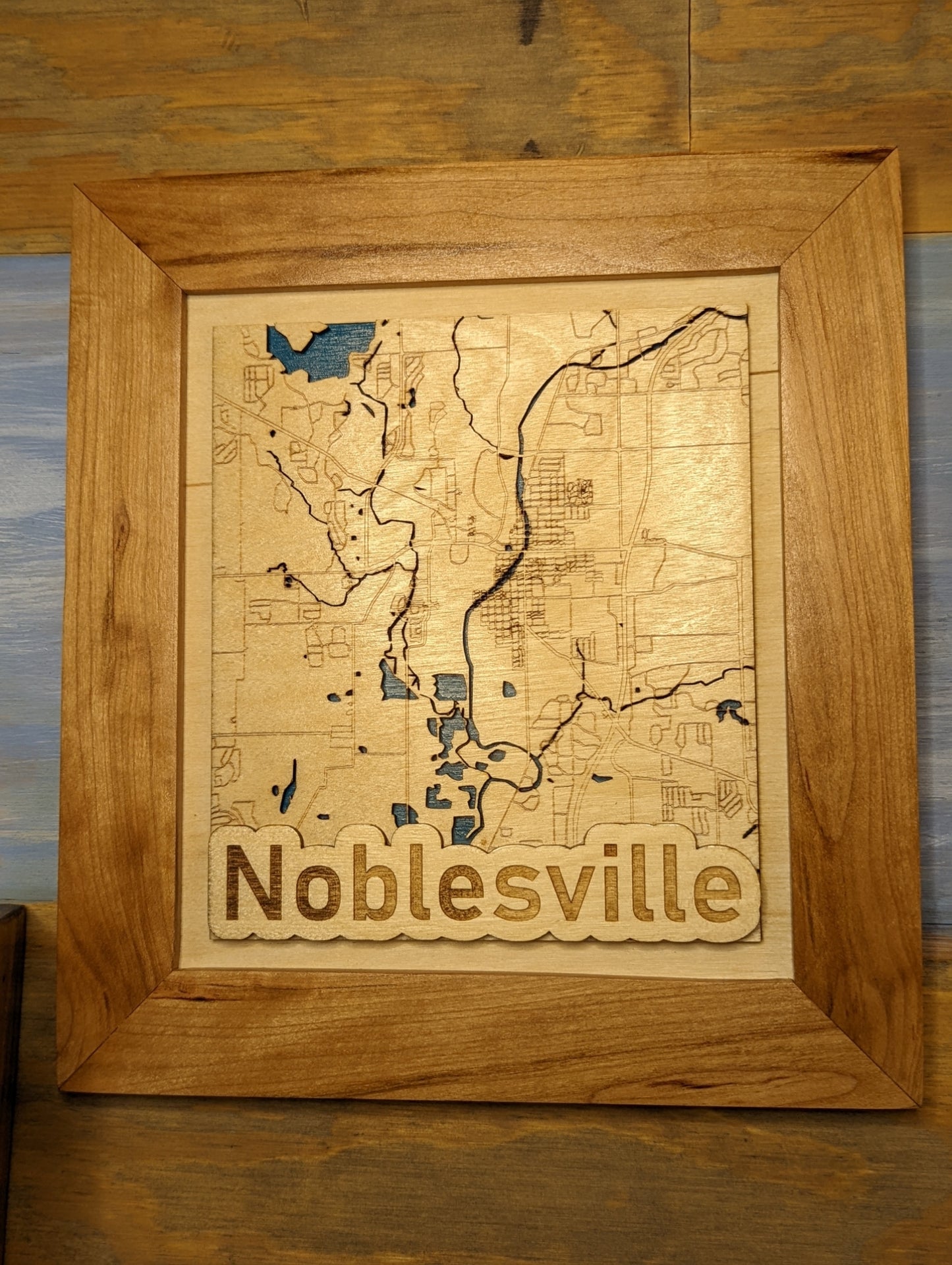 Noblesville Map with Cherry Frame