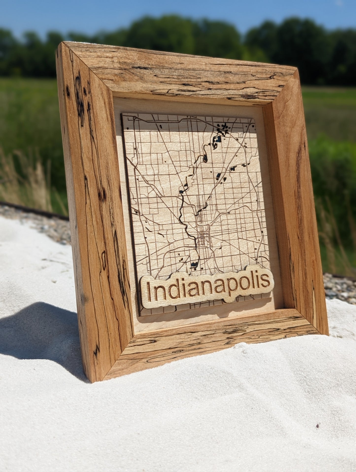 Indianapolis Map with Spalted Frame