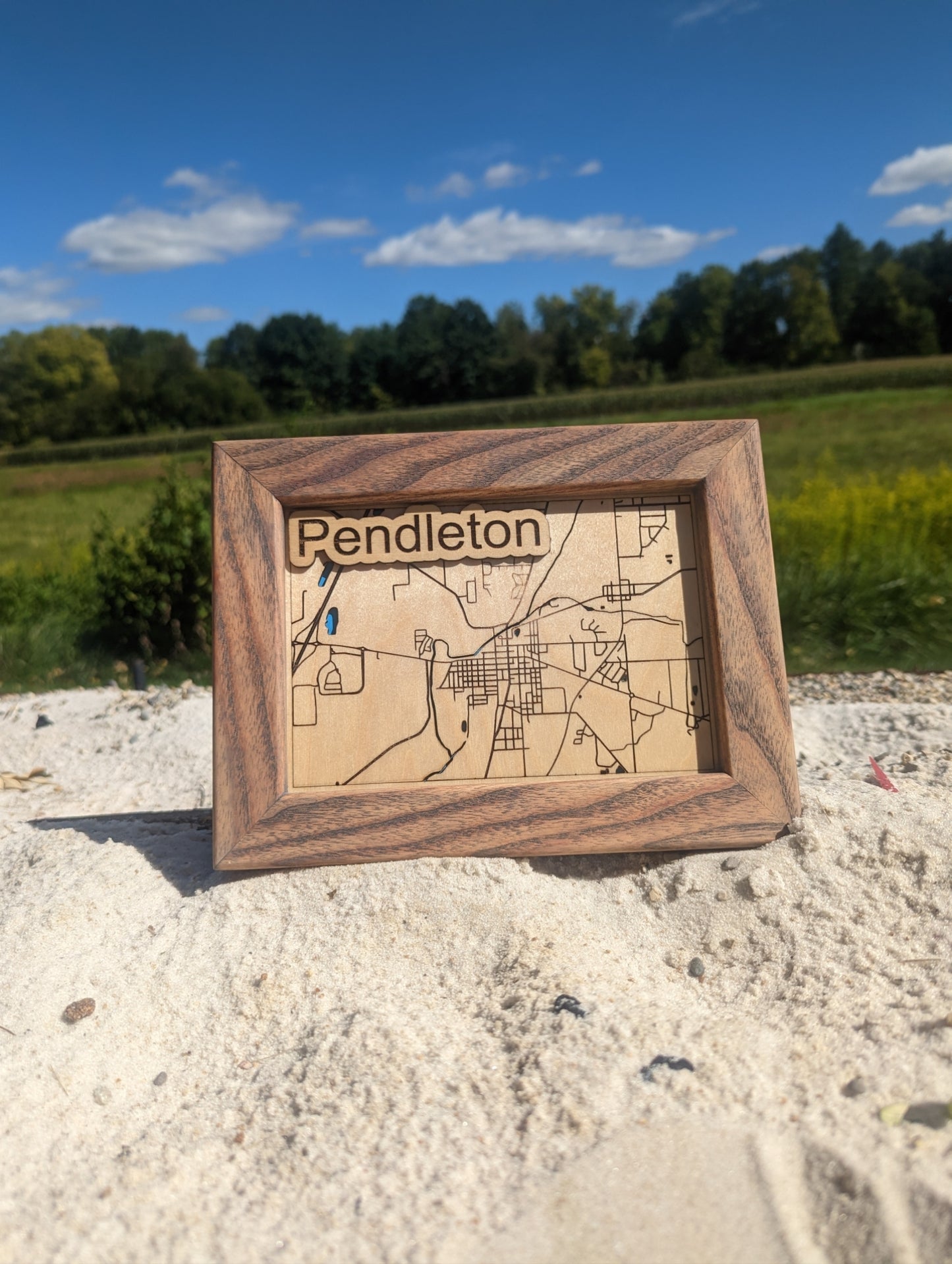 Pendenton Map with Oak Frame
