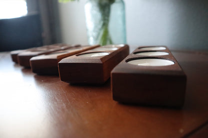 Walnut tealight holders